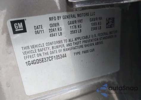 2012 Buick Lacrosse Premium from USA, damaged, VIN 1G4GD5E37CF105344